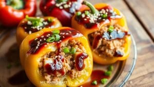Asian stuffed bell peppers with teriyaki