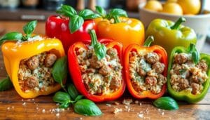 Italian stuffed bell peppers with sausage