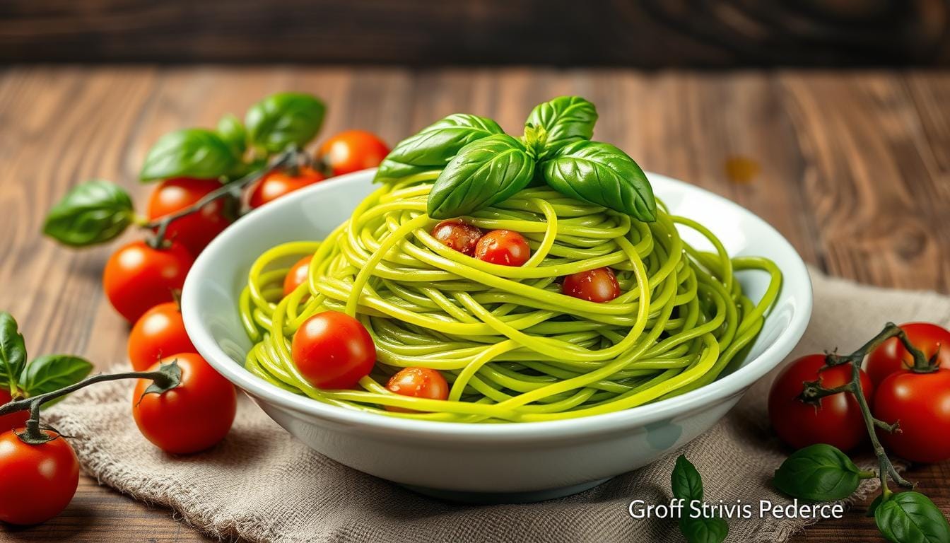 green spaghetti