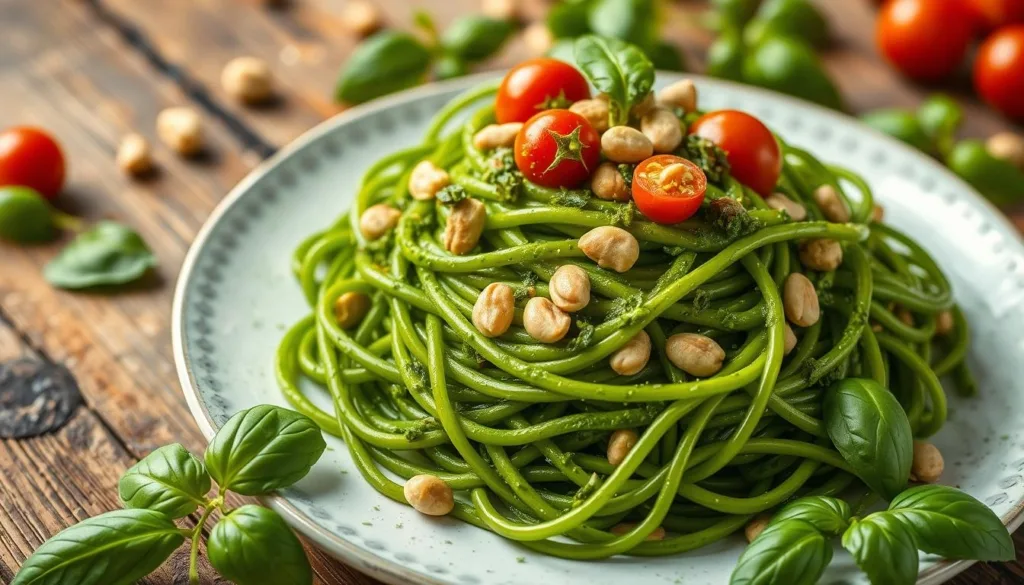 pesto green spaghetti pesto green spaghetti