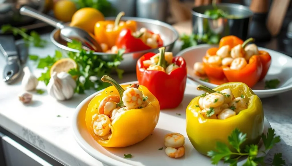 seafood stuffed bell peppers recipe